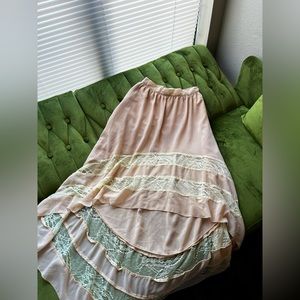 Pink Lacey Anthropologie midi skirt